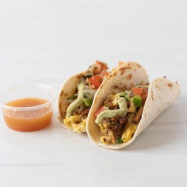 Papi's Breakfast Brisket Tacos.